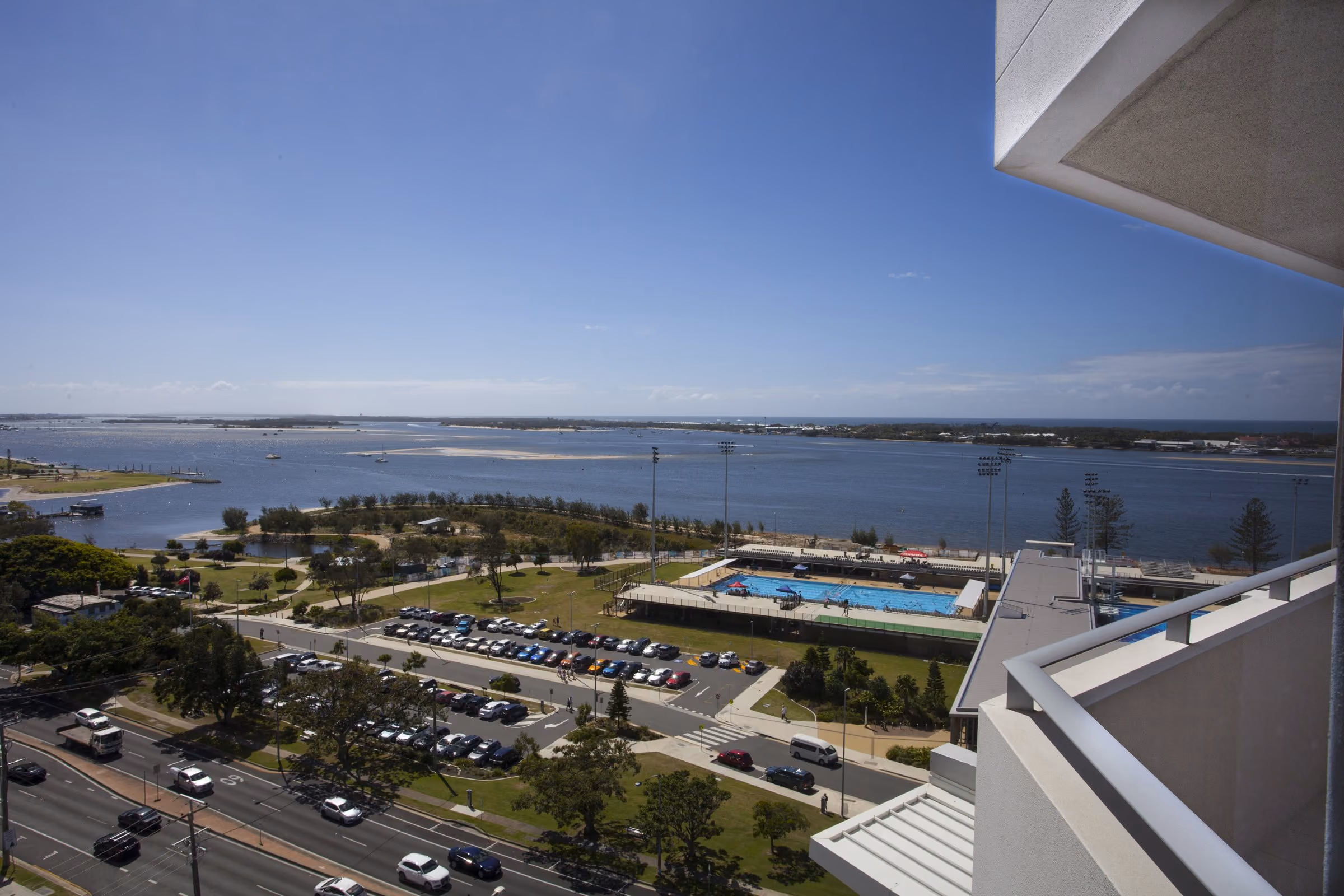 The Broadwater seen from a balcony